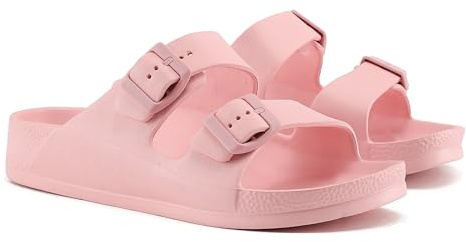 VIVASHOES Women’s Double Buckle EVA Sandals – Lightweight Waterproof Adjustable Slides with Arch Support for Summer, Beach, Pool & Daily Wear – True to Size Good for Wide Fit