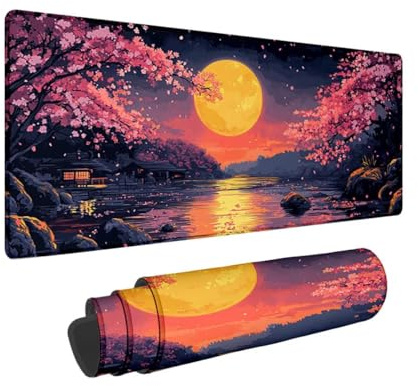 Mauspad Rosa Schreibtischunterlage, Mousepad XXL 600x300 mm, Gaming Mauspad mit Vernähter Rand, Wasserdicht und rutschfest Multifunktionales Office Mousepad für Gaming Büro, Geschenke für Männer X-17