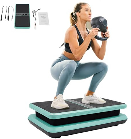 Vibrationsplatte, Vibrationsboard für Zuhause mit Fernbedienung, 99 Intensitätsstufen, Zeitbereich 1–15 Min, leiser Motor, Fettverbrennung, Ganzkörpertraining, Tragkraft 150 kg (Grün)