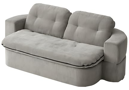COMPRIMIBLE Kangoo | Sofa Modular de 2 plazas. Convertible en Cama. Fabricado en Tela de Lana Resistente al Desgaste e Interior con Espuma polimérica de Alta Densidad. 200x100x70 Gris
