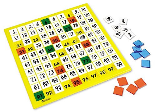 Learning Resources Hunderter-Zahlenbrett, Ab 5 Jahren, Lernspiel Mathematik und Zahlen, 100 nummerierte Kärtchen, Musterbildung, Diagrammübungen und Spielvorschläge inklusive