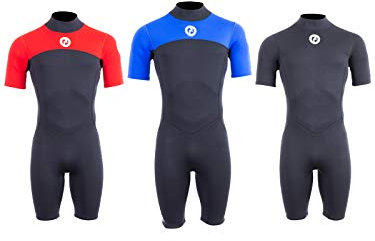 Two Bare Feet Men's Thunderclap 2.5mm Summer Shorty Neoprene Wetsuit - Ideal for Surfing, Swimming & Watersports - Lightweight, Flexible & Durable Design (Small, Blue/Black)