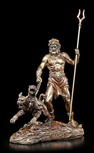 Hades Figur - Herr der Unterwelt mit Kerberos | Mythologie-Figur, bronziert & coloriert