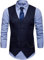 Showu Paisley Gilet Homme sans Manches Slim Fit Ancien Rétro Double Boutonnage Costume Blazers (Marine, L)