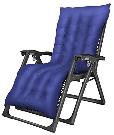 Relax-Liegestuhl Freizeitliege Sonnenliege Liegen Garten im Freien Terrasse Klappbare Liegestühle mit Eisen-Legierung Rahmen Quadratisches Bein und blaues Kissen Max.200kg