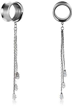 COOEAR Fashion Gauges für Ohren Double Flared Tunnel Dangle Chain Expander Stretchers Ohrringe 6mm bis 25mm.