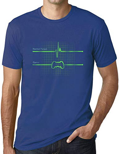 Camiseta Estampada para Hombre Latidos Gamer Gaming Funny Esports – Gamer Heartbeats Gaming Funny Esports – T-Shirt Vintage Manga Corta Regalo Original Cumpleaños Diseño Gráfico Moda Azul Royal 5XL