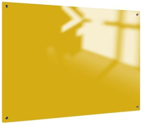 Tableau Blanc Verre Solid Jaune Magnétique 90x120 cm | Tableau blanc SAM creative | Tableau blanc design en verre