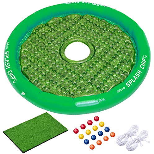 GoSports GoSports Splash Chip 01 Jeu de Golf Flottant Unisexe avec Cible à ébrécher 16 balles de Golf en Mousse, 1 Taille M, Vert, Tapis de Chipping et Cordes d'attache UK
