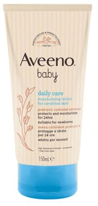 Aveeno Baby Daily Care Crema Idratante, Crema corpo bambini e neonati, Crema viso neonato con Avena Colloidale, Crema corpo neonato per uso quotidiano ad assorbimento rapido, 150 ml
