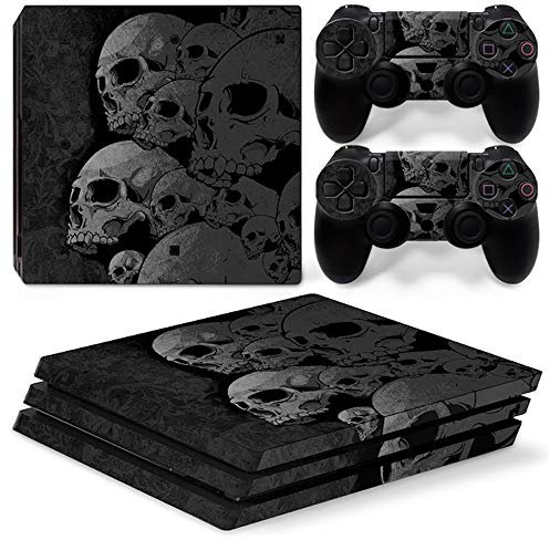 TAIFOND Skin Aufkleber für PlayStation 4 Pro - Schwarz, Schädel - Vinyl - Konsolen- & Controller-Skins
