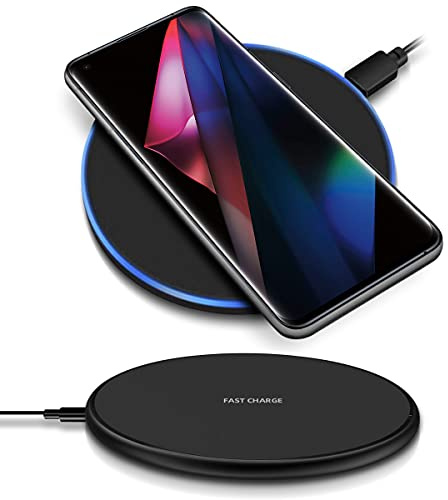 QI Wireless Ladestation kompatibel für Oppo Find X3 Pro Kabellos Charger Induktives Universal Schnellladegerät, Farben:Schwarz