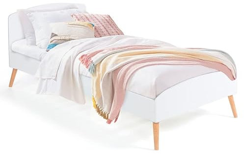 IDMarket - Lit Simple scandinave 90 x 190 CM Soren Bois et Blanc