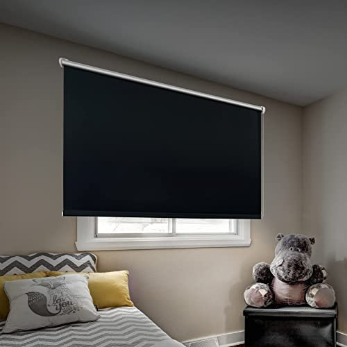 STORESDECO - Verdunkelungsrollo Klemmfix ohne Bohren, Klemmrollo Blackout Thermo, Rollo Blickdicht einfache Montage, Ideal für Flügelfenster | Easy Fix Thermo, Schwarz, 150 cm x 180 cm