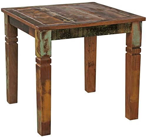 möbelando Esszimmertisch KALKUTTA 80 x 80 x 76 cm Mango Shabby Chic Massiv-Holz | Design Landhaus Esstisch Bootsholz | Tisch für Esszimmer rechteckig | Küchentisch 4 Personen