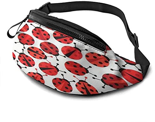 Ladybugs Rote Bauchtasche für Damen Herren Mode Gürteltasche Hüfttasche mit verstellbarem Gürtel für Reisen im Freien Sport Laufen