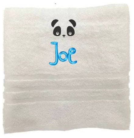 Pet-Jos Personalisiertes Handtuch mit Namen Schön gestickter Name Handbadetuch 100% Baumwollhandtuch Personalized Custom Towel with Name (100 x 50 cm, Panda)