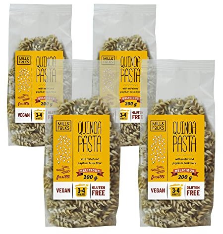 Mill & Folks Quinoa Pasta Fusilli 4x200g | Vegan & Gluten-free