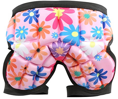 BORDSTRACT Pantaloncini imbottiti bambini, pantaloncini protettivi snowboard, equipaggiamento protettivo, per bambini da snowboard, pattinaggio, sci, ciclismo (rosso)