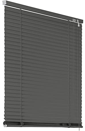 Deco4Me Alu Jalousie mit Bohren für Wand- & Deckenmontage (Grau, 100 x 175 cm) - Fenster Rollo mit Aluminium-Lamellen 25 mm breit - Venetian Blinds, Jalousetten, Lamellenjalousie, Lamellenrollo