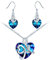 MICSAVI Kristall Kette und Ohrringe Set Blume Rose Halskette mit Love Forever gravieren Herz Schmuckset Sterling Silber 925 Halskette Rose Ohrhänger Schmuck Für Frauen Mädchen Frau Mutter Freundin