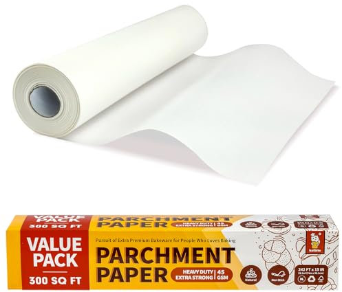 Katbite Rouleau de papier sulfurisé robuste pour la cuisson, la friteuse à air, la cuisson à la vapeur, le pain - 300 m² - 38,1 x 73,8 m