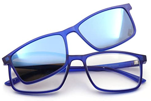 Corpootto Unisex Clip-On Lesebrille, Blaue Gläser Spiegel, M