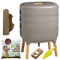 Moutta | Urbalive 3 Plateaux Gris Kit Complet I Lombricomposteur Design I 500gr de vers de Compost I Substrat de démarrage I Tapis de Chanvre + Pelle I Intérieur, Balcon et Jardin