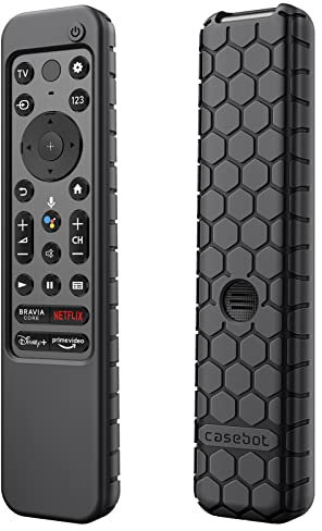 Fintie Schutzhülle für Sony RMF-TX800U RMF-TX900U Sprachfernbedienung 2022, Honigkamm, leicht, rutschfest, stoßfest, Silikonhülle für Sony Ultra HD TV X80K X90K X95K Serie, Schwarz