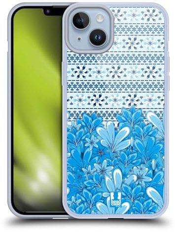 Head Case Designs Cian Azul Floral Caso de Gel Suave Compatible con Apple iPhone 14 Plus