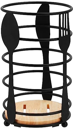 TOTSUN Cutlery drainer, Black Anti-Rust Cutlery Storage Rack Space Saving Compact Utensil Rack for Storing Kitchen Knives, Spoons, Forks, Chopsticks