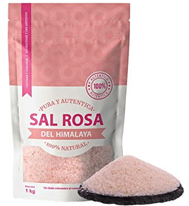 Sal Rosa Fina de Himalaya - 1 Kg - 100% Natural y Pura, Rica en Minerales Esenciales, Sin Aditivos, Para Cocina y Salud