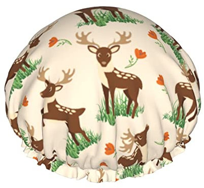 Farbe 2 Duschhauben, Pilze, Frosch, Badekappe für Damen, wasserdicht und verstellbar, doppellagige Duschhaube