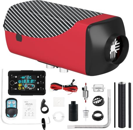 Likaci Diesel Heizung Öltank frei 5KW-8KW 12V/24V Diesel Luft Auto Parkplatz Heizung Tragbar mit aufgerüsteter LCD Schalter Anzeige und Fernbedienung, ROT Ohne Kraftstofftank