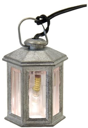 FADEDA Laterne weiß, 6-eckig, 3,5V /Höhe: 3cm/handbemalt/detailgetreue Krippen Figuren - Weihnachten Tisch Dekoration Krippe Zubehör