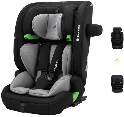 Osann Flux Isofix Kindersitz, i-Size von 76 bis 150 cm, mitwachsend Kindersitz Auto Isofix- Grey Melange