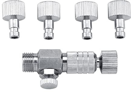 Artillery Set Adattatore per Aerografo, 5 Pezzi 1/8 Raccordi Aria Compressa in Metallo, Filettatura Attacchi Rapidi Aria, Raccordi per Aerografo per Compressore e Tubo Flessibile
