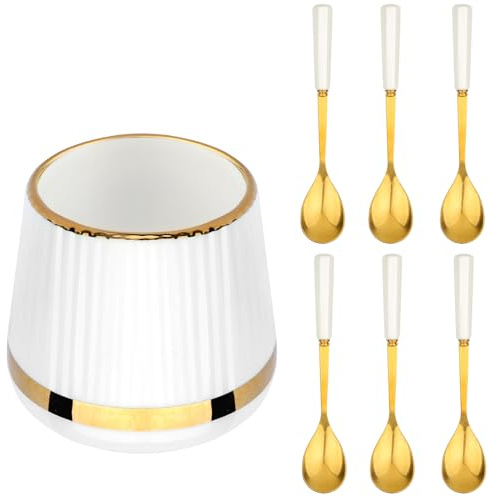 INPROPEXT Coffee Spoons Set with Ceramic Holder