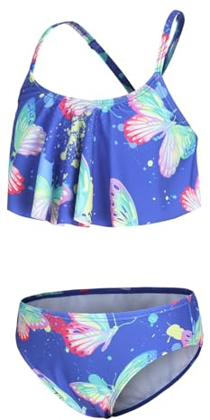 Aisyee Maillot de Bain Fille 2 Piece Bikini Fille Maillot de Bain Enfant Fille 9 10 Ans