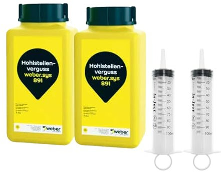 Weber.sys 891 Hohlraumverguss Rissverguss Hohlstellenverguss Schlämme + Zubehör (Weber.sys 891 2L + 2x Spritze)