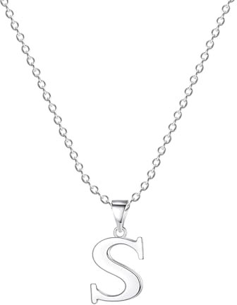 Damen Halskette mit Buchstaben Anhänger S Silber Initialien Kette Edelstahl Buchstabenketten Personalisiere Silber Y Kette für Frauen Mädche