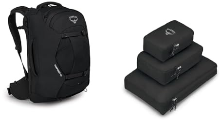 Osprey Europe Herren Farpoint 40 Rucksack, Schwarz, Einheitsgröße & ght Packing Cube Set Black
