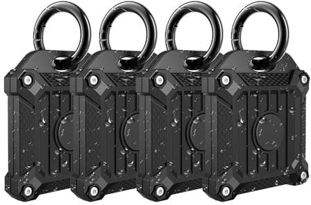 Anti-Scratch Waterproof Case for Tile Mate 2022 2024 Tracker Cover with Keychain, Finder and Item Locator Cover for Carabiner, Keys, Bags, Cat Dog Collar Holder, Black, 4pack