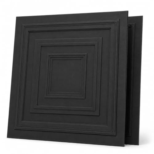 6m² - 24 Stück 3D Paneelen aus Polystyrol, 50x50cm Deckenpaneele, Wandpaneele, Dekoren, Decken - Wandverkleidung, 2-3mm dick- Styropor XPS 0831 Schwarz