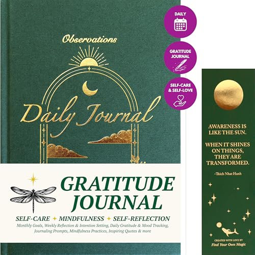 Dankbarkeitstagebuch, Tagebuch für Erwachsene: Observations – Tägliches Tagebuch zur psychischen Gesundheit für Selbstliebe, Achtsamkeit, Manifestation, Selbstfürsorge, Geschenk für Frauen