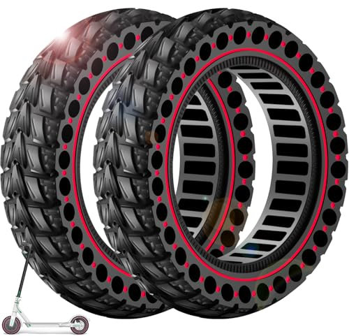 BANGTING 2PCS 60/70-6.5 E Scooter Reifen,10x2.50-6.5 Vollgummireifen, 10x2.5 zoll Ersatzreifen für Ninebot Max G2 / G30 / G30D / G30E / G30E / G30LP / G30D II / G30 Max (Rot)