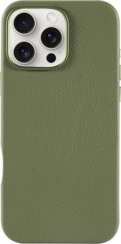 LONLI Urban - für iPhone 16 Pro Max hülle Leder - Europäische Echte Pebble Lederhandyhülle - Europäische Eleganz, Modernes Design - [Kompatibel mit Magsafe] - Grün