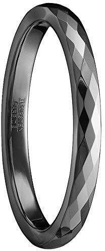 083BASE Ringe Damen/Herren Silber 2mm breit Kuppelform und Comfort Fit Design Stein Unisex Wolfram Ringe für