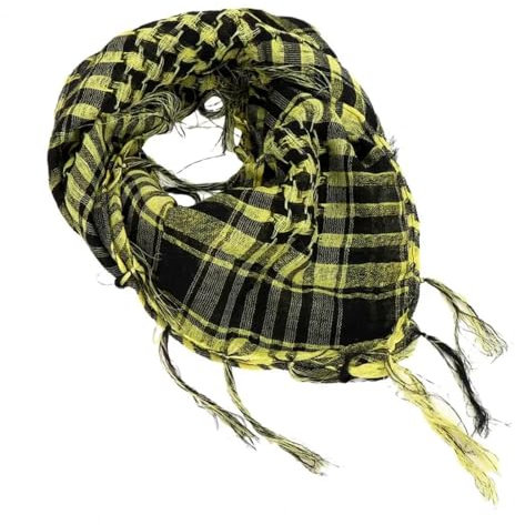 YUECIBAI Schal Damen Schal Wind Dicht Weich Atmungsaktiv Halstuch Outdoor Wandern Wüsten Schal Kopftuch Quaste Männer Frauen Schal Gelb