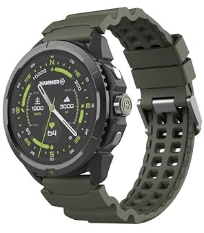 Hammer Watch 2 Military Edition, GPS, AMOLED Gorilla-Glas 1,5 Zoll,-Bildschirm, großer 530-mah-Akku bis zu 15 Tage Betrieb mit Einer einzigen Ladung, 5 ATM-Widerstand, SOS-Taste, LED-Taschenlampe